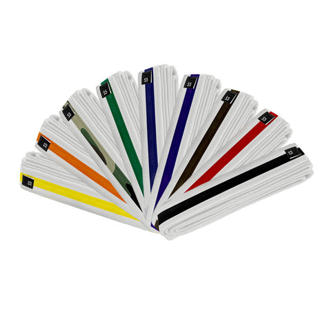 Single Wrap Belt - White with Colored Stripe - 1.5" Width
