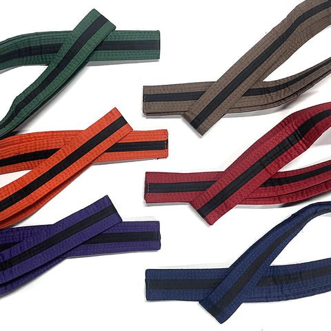 Premium Black Striped Belt - Double Wrap - 1.75" Width