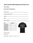 Halloween 2022 TShirt Order Form Handout - Sparring Sports